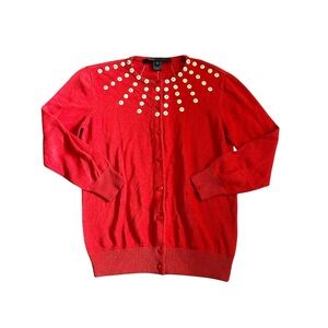 Marc Jacobs Red Embellished Cardigan Sweater
